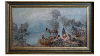 Lot 770 - Josef Jiri Kamenicky - A Gypsy Family Gathered at Dusk | oil