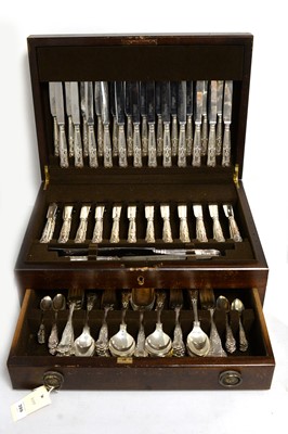 Lot 399 - A mahogany canteen of silver plated cutlery