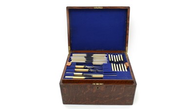 Lot 606 - An Edward VII oak canteen of silver cutlery, by Josiah Williams & Co
