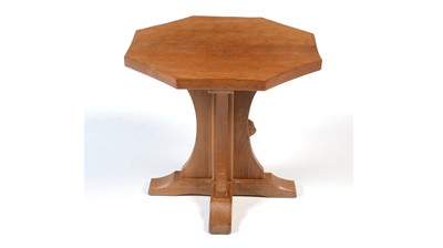 Lot 1271 - Workshop of Robert ‘Mouseman’ Thompson (Kilburn): an oak octagonal coffee table.