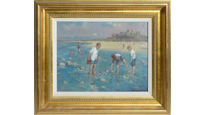 Lot 92 - R. Marshall - Paddling at Bamburgh Beach | oil