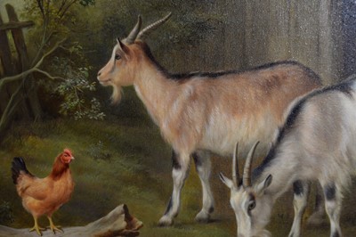 Lot 1052 - Edgar Hunt - Goats and Chickens Grazing | oil