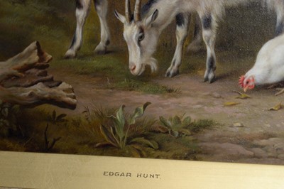 Lot 1052 - Edgar Hunt - Goats and Chickens Grazing | oil