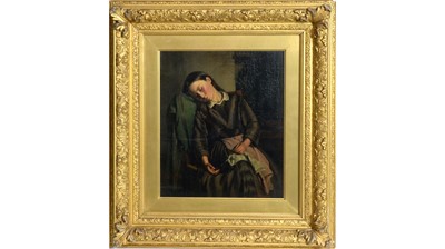 Lot 927 - Edward Charles Barnes - The Slumbering Needlesmith | oil