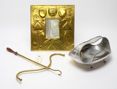 Lot 387 - An Art Nouveau brass photograph frame and other items