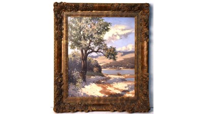 Lot 1002 - Charles Rennie Dowell - A Shady Spot Betwixt Dappled Light | oil