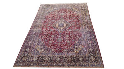 Lot 1006 - An antique pure silk Kashan carpet