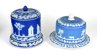 Lot 705 - Two Ridgway jasperware cheese domes.