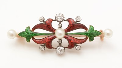 Lot 342 - Woman's Suffrage interest: Edwardian pearl, diamond and enamel brooch