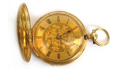 Lot 544 - An 18ct yellow gold cased hunter fob watch