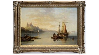 Lot 680 - John Wilson Carmichael - Bamburgh Castle, with Shipping and Farne Isles in the Distance | oil