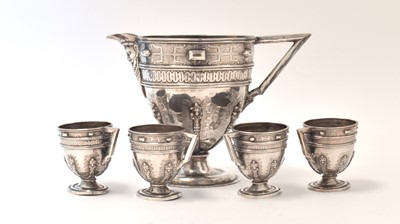 Lot 622 - A Spanish Philip II style Jarro de Pico and four cups