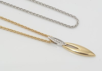 Lot 471 - An 18ct gold and diamond pendant with interchangeable chains
