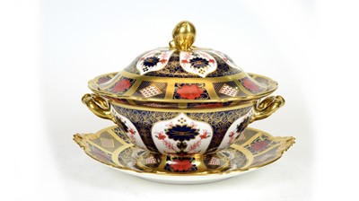 Lot 720 - A Royal Crown Derby Soup Tureen, Cover and Stand