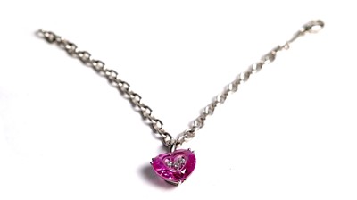 Lot 472 - Chopard "So Happy Diamond": a diamond and synthetic pink sapphire bracelet