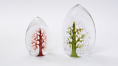 Lot 43 - Mat Jonasson Swedish glass paperweight, another smaller