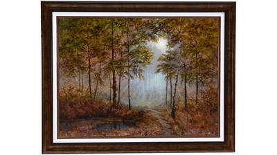 Lot 802 - Gerald Coulson - Woodland Sunbeams | oil