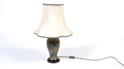 Lot 80 - Moorcroft Peacock feather lamp base