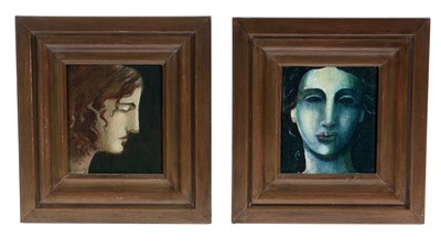 Lot 773 - Hazel Barron-Cooper - Ancient Face, and Head | oil