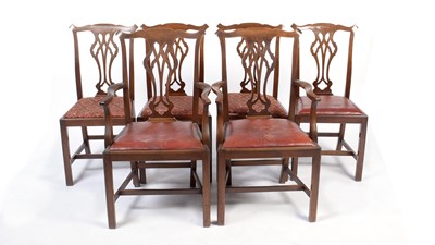 Lot 1153 - Set of six Georgian mahogany dining chairs