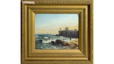 Lot 84 - J. W. Richards - Sunset at King Edward's Bay, Tynemouth | oil