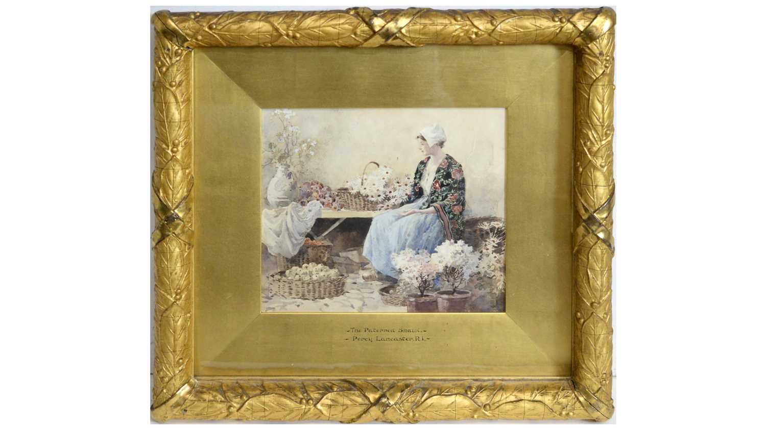 Lot 599 - Percy Lancaster RBA RI - The Patterned Shawl | watercolour