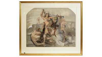 Lot 1045 - David Scott RSA - Roman Versus Briton | watercolour