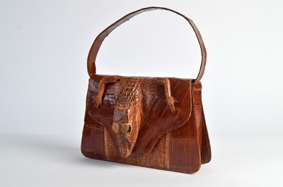 Lot 216A - A 1940s Brazillian Alligator skin handbag or purse by R. M. Costa of Belem.
