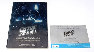 Lot 710 - The Empire Strikes Back European Royal Charity Premier catalogue and ticket