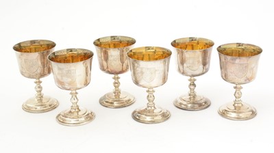 Lot 193 - A set of six Elizabeth II Limited Edition silver wine goblets.