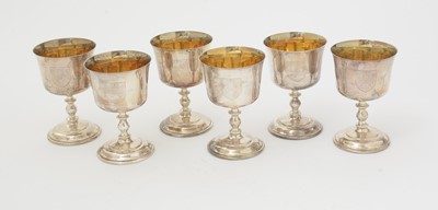 Lot 193 - A set of six Elizabeth II Limited Edition silver wine goblets.