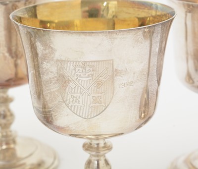 Lot 193 - A set of six Elizabeth II Limited Edition silver wine goblets.