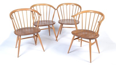 Lot 19 - Ercol: a set of four No. 449A Windsor bow-top armchairs.