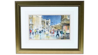 Lot 161 - Alan Reed - Rain Showers on Grey Street Newcastle-Upon-Tyne | watercolour