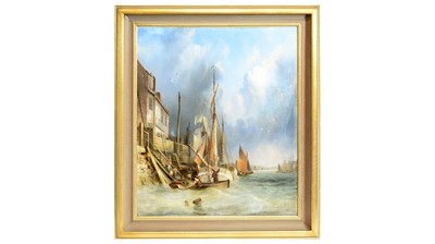 Lot 667 - William Crawhall - A view on the Tyne | oil