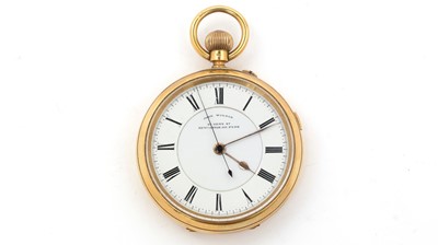 Lot 423 - An 18ct yellow gold cased open faced pocket watch
