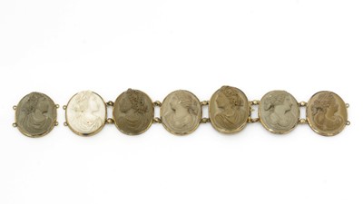 Lot 493 - A 19th Century Italian lava cameo and gold bracelet