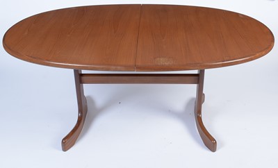 Lot 33 - G-Plan: teak oval extending dining table; and six chairs.