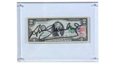 Lot 121 - Andy Warhol - Signed Two Dollar Bill (Thomas Jefferson) | pen and ink