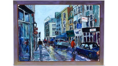 Lot 765 - M. Mortimer - A Busy City Street | oil