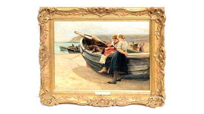 Lot 1082 - Robert Jobling - After the Catch, Cullercoats | oil
