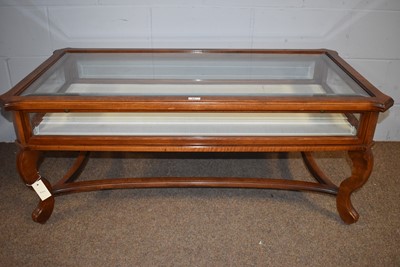 Lot 33 - A modern burr walnut display/coffee table.