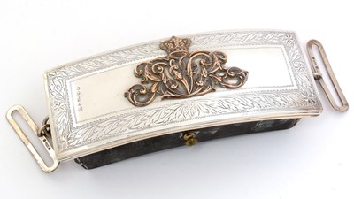 Lot 387 - An early Victorian silver-mounted Military Cross belt pouch.