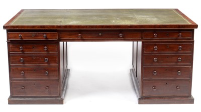 Lot 1110 - A large Victorian mahogany partners desk