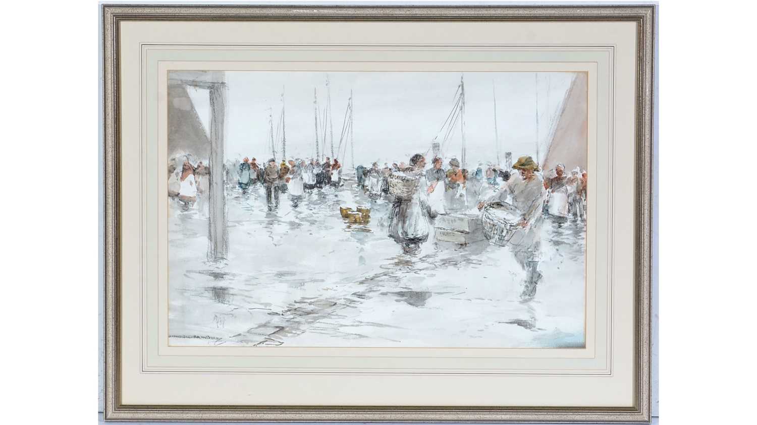 Lot 729 - Victor Noble Rainbird - The Fish Quay | watercolour