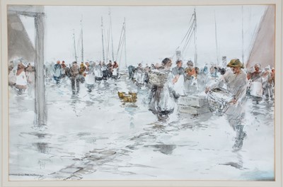 Lot 729 - Victor Noble Rainbird - The Fish Quay | watercolour