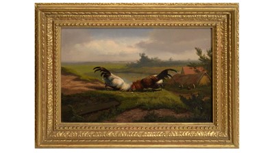 Lot 711 - Cornelius Van Leemputten - Cockfighting | oil