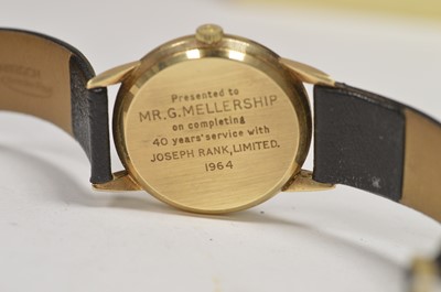 Lot 422 - Omega: a 9ct yellow gold cased manual wind wristwatch, and boxes