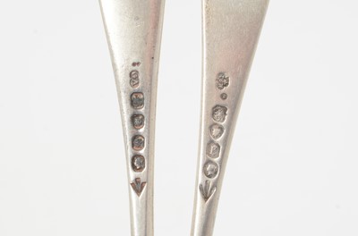 Lot 15 - Five Victorian dessert forks; and two dessert spoons.