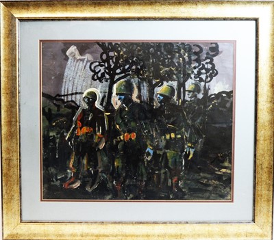 Lot 239 - Antoni Sulek - Polish Soldiers at Night | oil